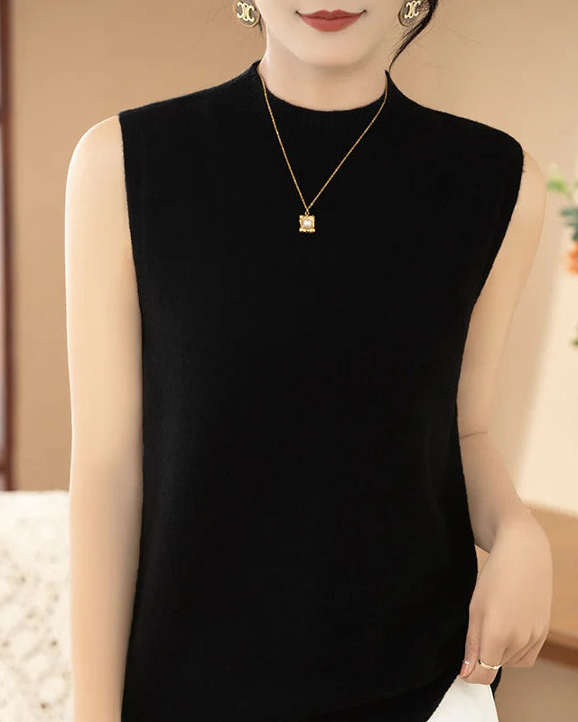 Merino Wool Mock Neck Sweater Vest