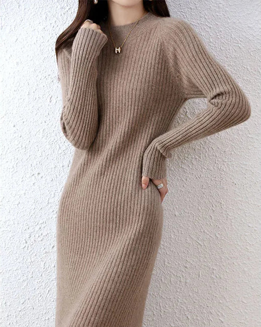 Ribbed Merino Wool Midi Dress