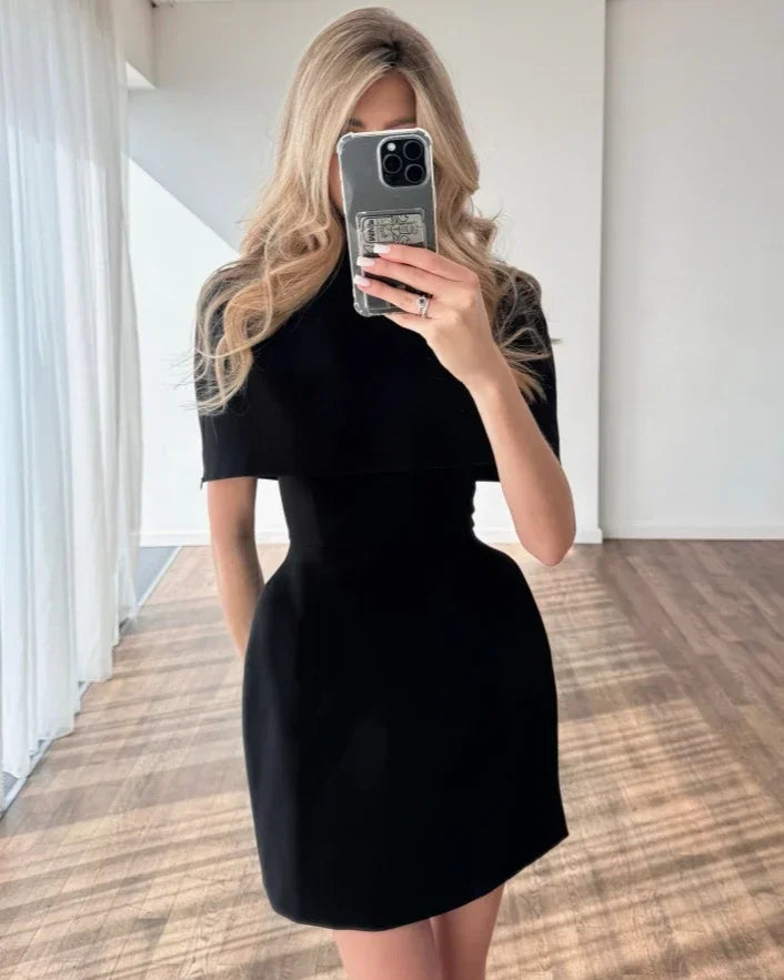 Elegant Square Neck Shawl Sleeveless Fitted Dress