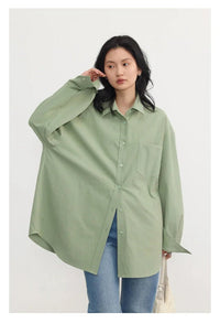 Oversized Long-sleeved Cotton Shirt