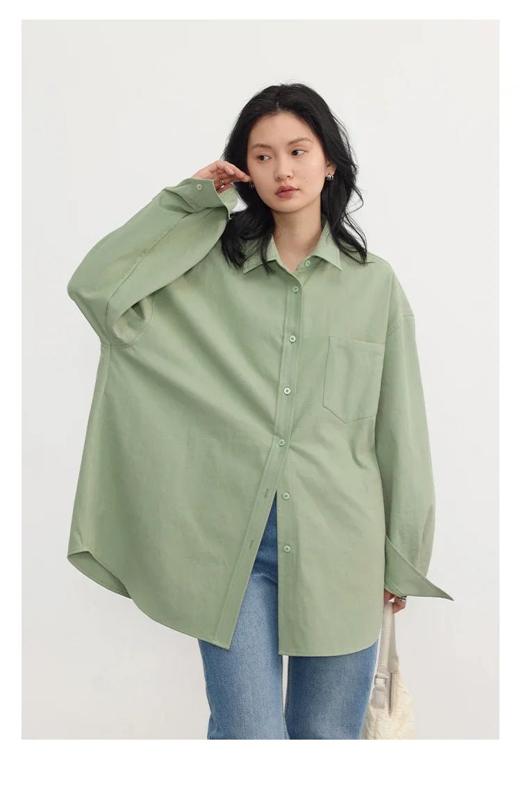 Oversized Long-sleeved Cotton Shirt
