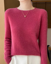 Merino Wool O-Neck Pullover Sweater