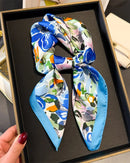 Floral Print Satin Square Scarf