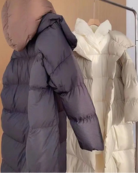 Layered-Look Hooded Cotton-Padded Coat