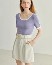 Solid Color High Waist Shorts