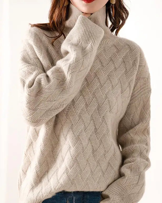 Slouchy Turtleneck Wool Sweater