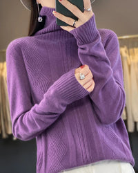 Merino Wool Turtleneck Jacquard Sweater