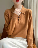 Wool Polo Collar Knitted Pullover Sweater