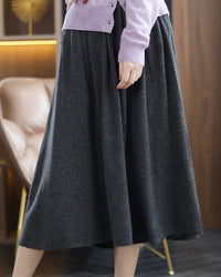 Merino Wool Knit A Line Midi Skirt