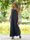 Vintage Loose Split Linen Maxi Dress