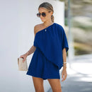 One Shoulder High Waist Short Playsuit