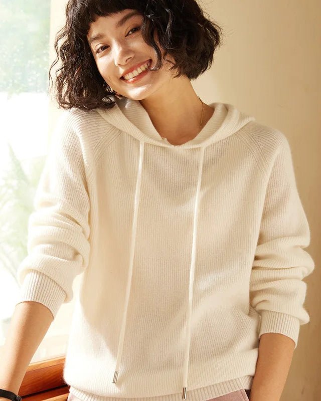 Cashmere Knitted Long-Sleeved Hooded Pullover