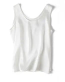 Crew-Neck Sleeveless Silk Top