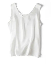 Crew-Neck Sleeveless Silk Top