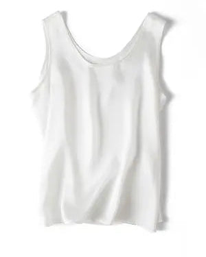 Crew-Neck Sleeveless Silk Top
