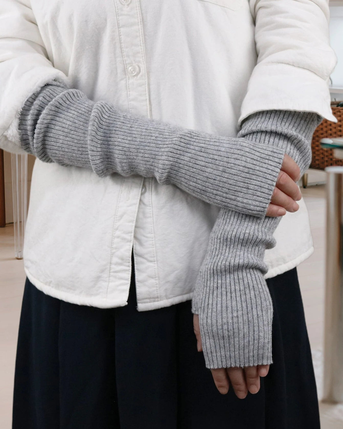 Ribbed Fingerless Arm Warmers