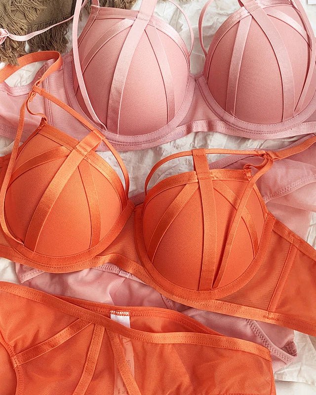 Classic Bandage Lace Cutout Push-Up Bra Set