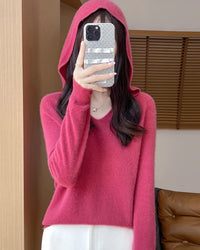 Merino Wool Hooded Pullover Sweater