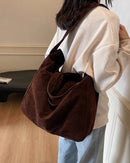 Vintage Suede Shoulder Tote Bag
