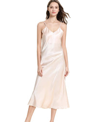 Satin V-Neck Long Slip Nightgown