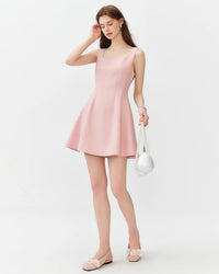Square Neck Sleeveless Flared Mini Dress