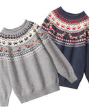 Cartoon-Pattern Crewneck Sweater