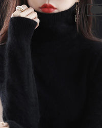 Plush Mink Cashmere Turtleneck Sweater