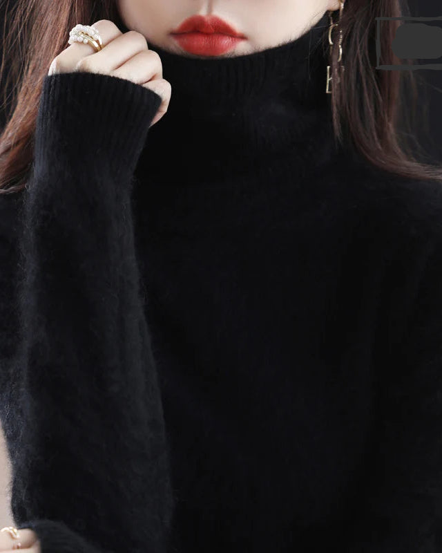 Plush Mink Cashmere Turtleneck Sweater