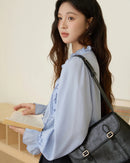 Ruffled Tie-Front Loose-Fit Shirt