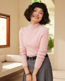 High-Neck Pullover Slim-Fit Cashmere Knit Sweater