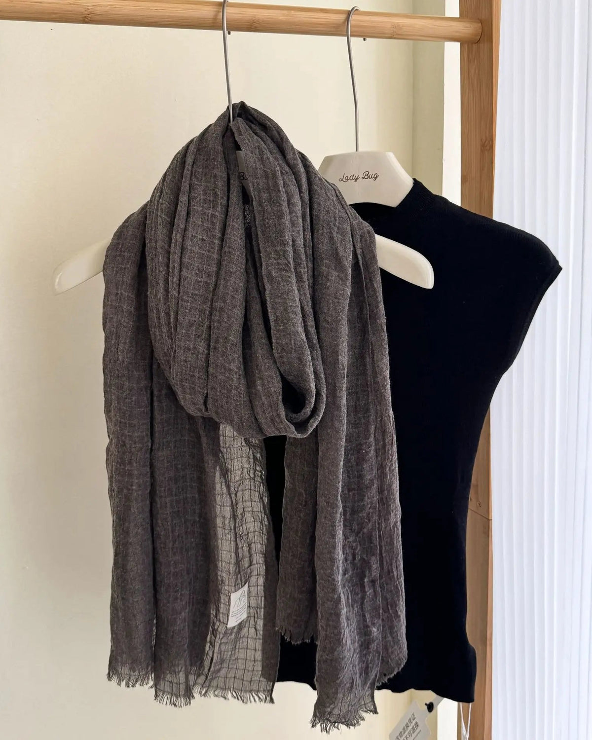 Waffle Texture Cotton Scarf Shawl