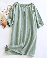 Cotton Crepe Solid Nightgown