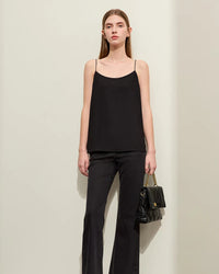 Chiffon Halter-Neck Straight-Cut Tank Top