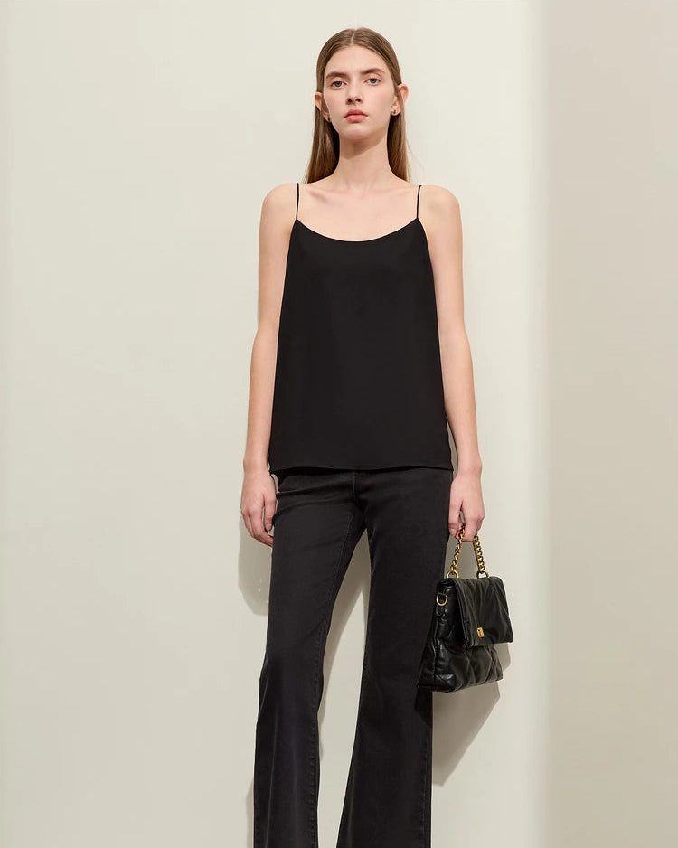 Chiffon Halter-Neck Straight-Cut Tank Top