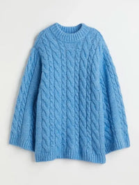 Flared Sleeves Cable Knit Pullover