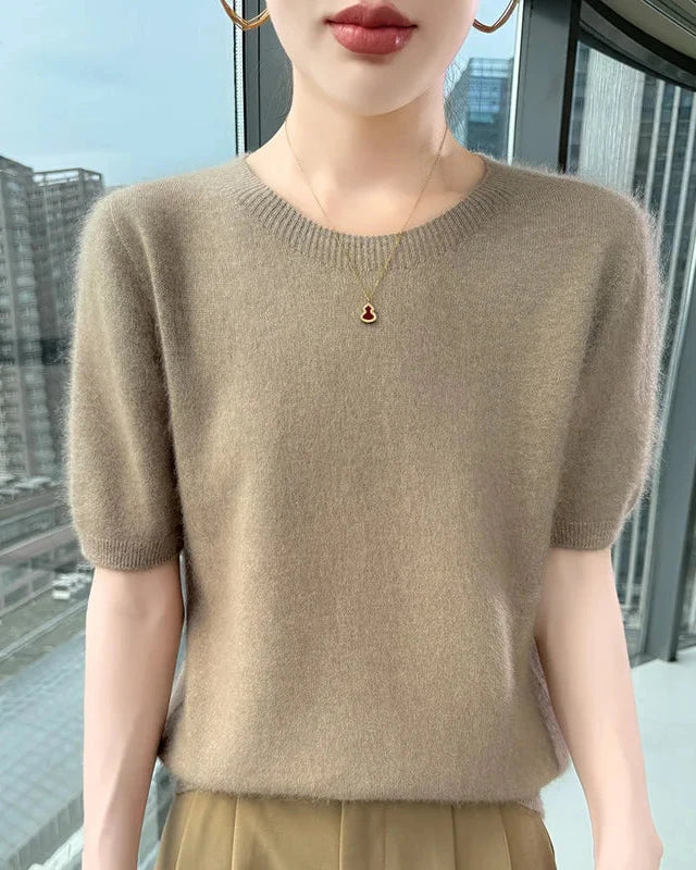 Mink Cashmere Short Sleeve Sweater
