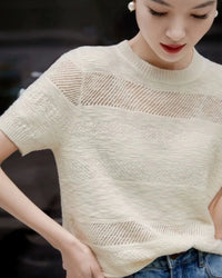 Crewneck Wool Knit Top