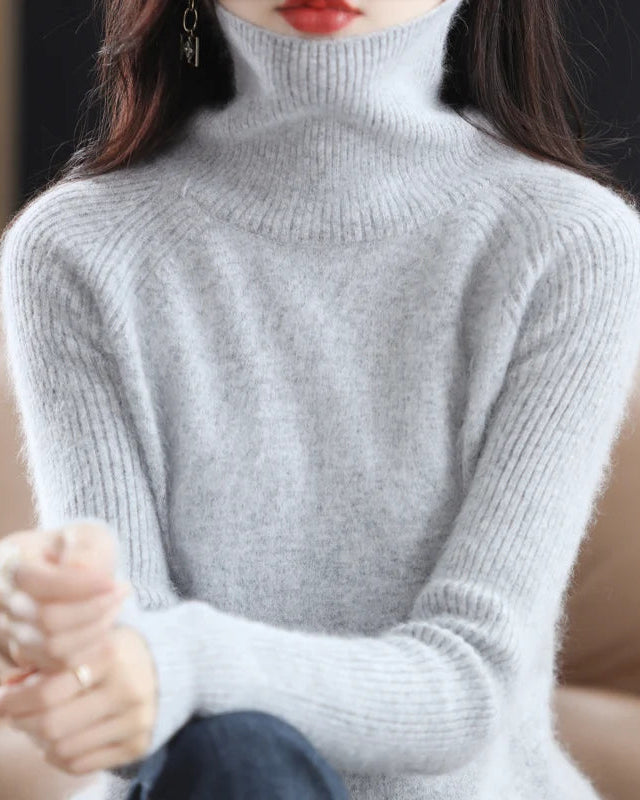 Mink Cashmere Turtleneck Pullover Sweater