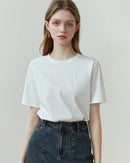 Crew Neck Straight Cut Pure Cotton Short-Sleeved T-Shirt