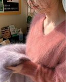 Cashmere Fluffy V-Neck Pullover