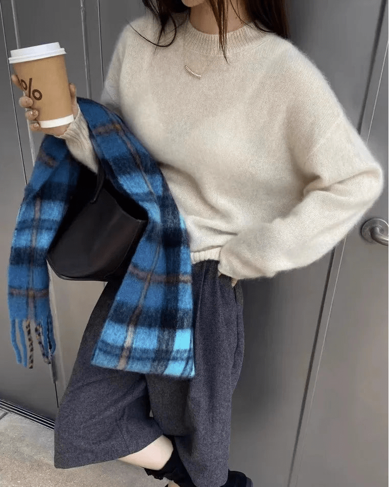 Thick Cashmere Loose-Fitting Crew Neck Sweater