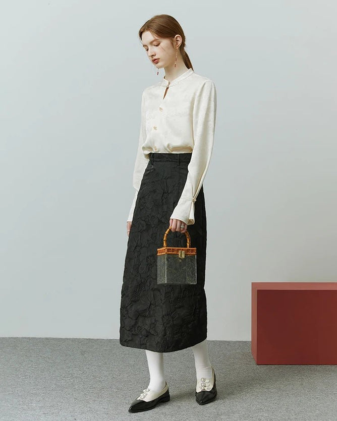 New Chinese Style Acetic Acid Button-down Shirt