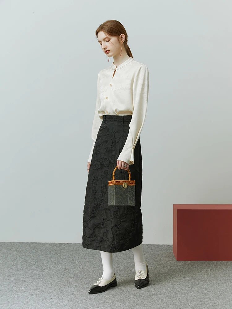 New Chinese Style Acetic Acid Button-down Shirt