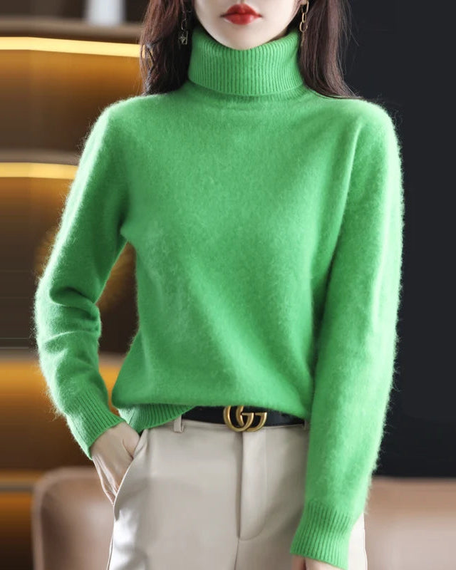 Plush Mink Cashmere Turtleneck Sweater