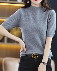 Merino Wool Mock Neck Knit Top