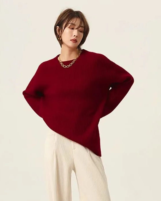 Crew Neck Cashmere Loose Retro Sweater