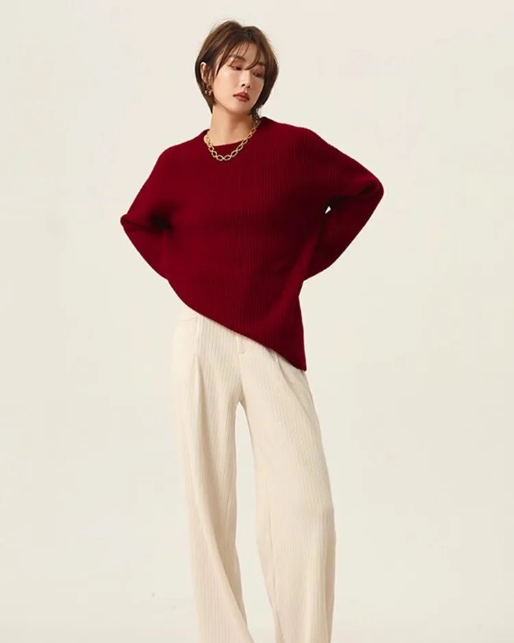 High-Neck Cashmere Loose Retro Sweater