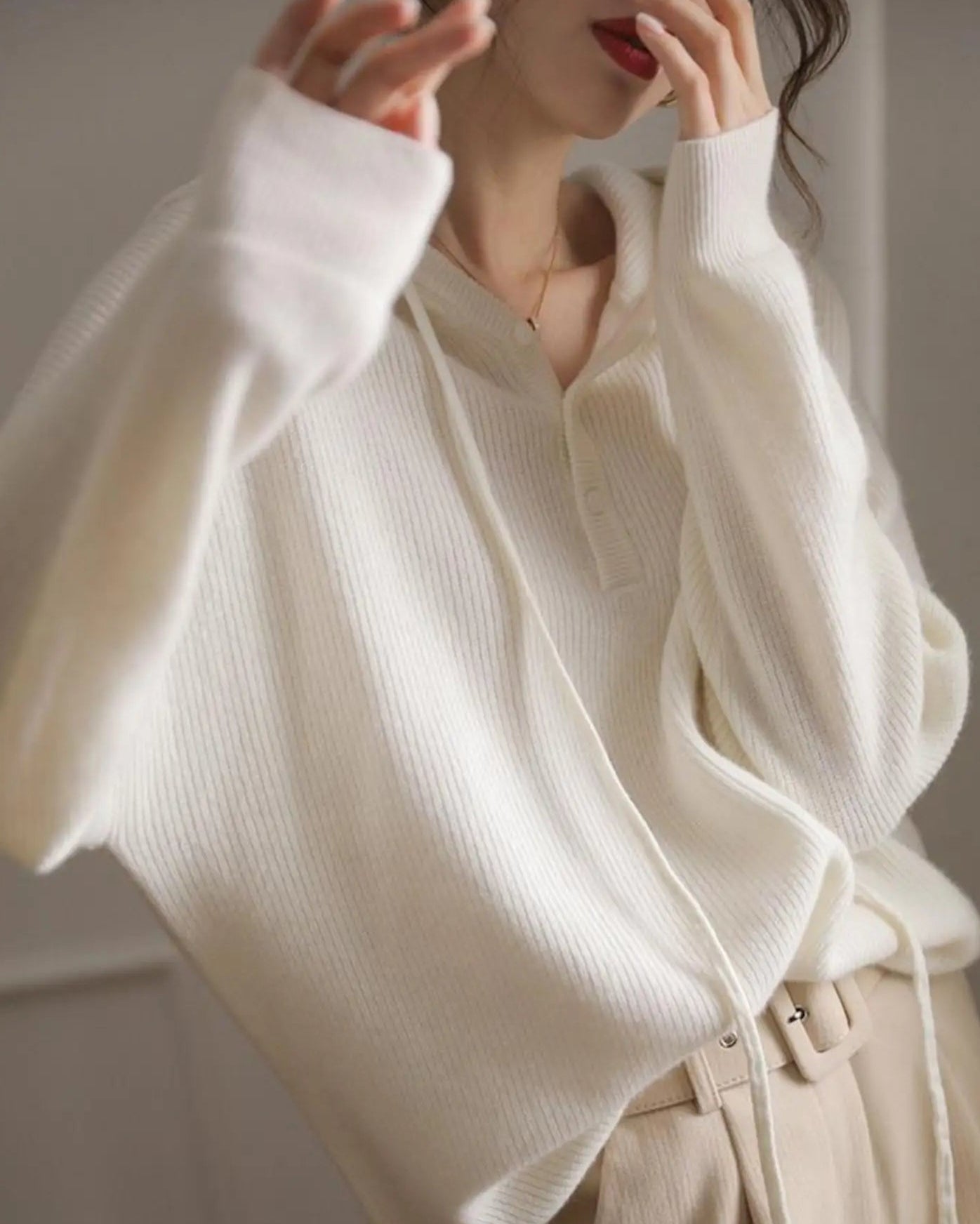 Wool-Blend Knitted Hoodie