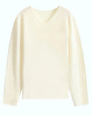 Wool V-Neck Rolled Edge Sweater