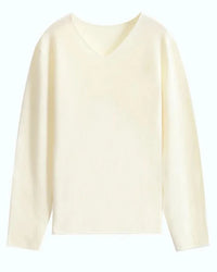 Wool V-Neck Rolled Edge Sweater